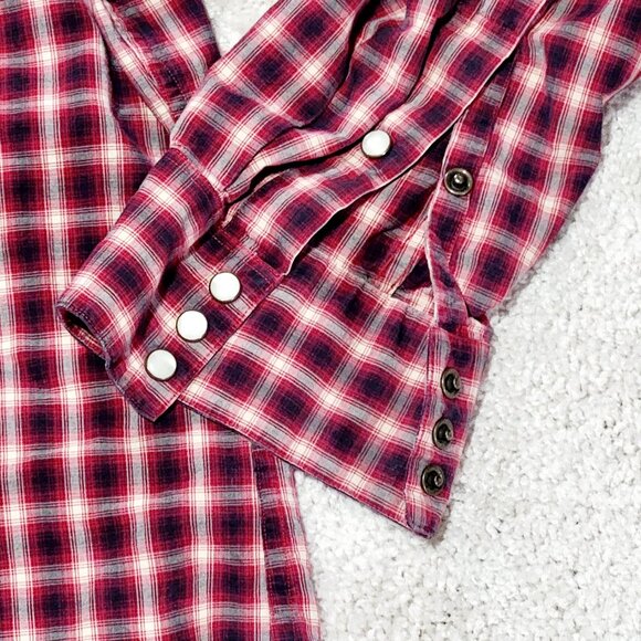 Polo Ralph Lauren Classic Western Pearl Snap Btn Shirt Men L Red Tartan Plaid - Picture 2 of 12